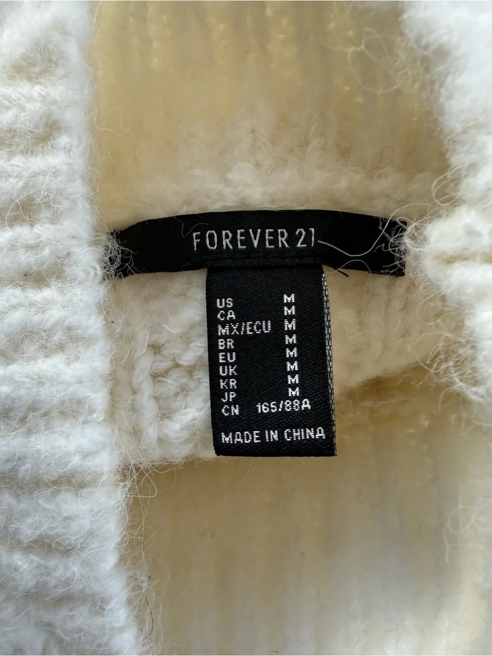 Forever 21 Cropped Sweater Women’s M Off White Cable Knit Mock Neck Oversized